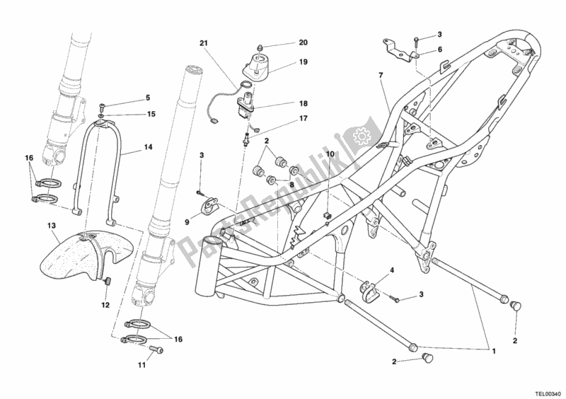 All parts for the Frame of the Ducati Sportclassic Sport 1000 USA 2008